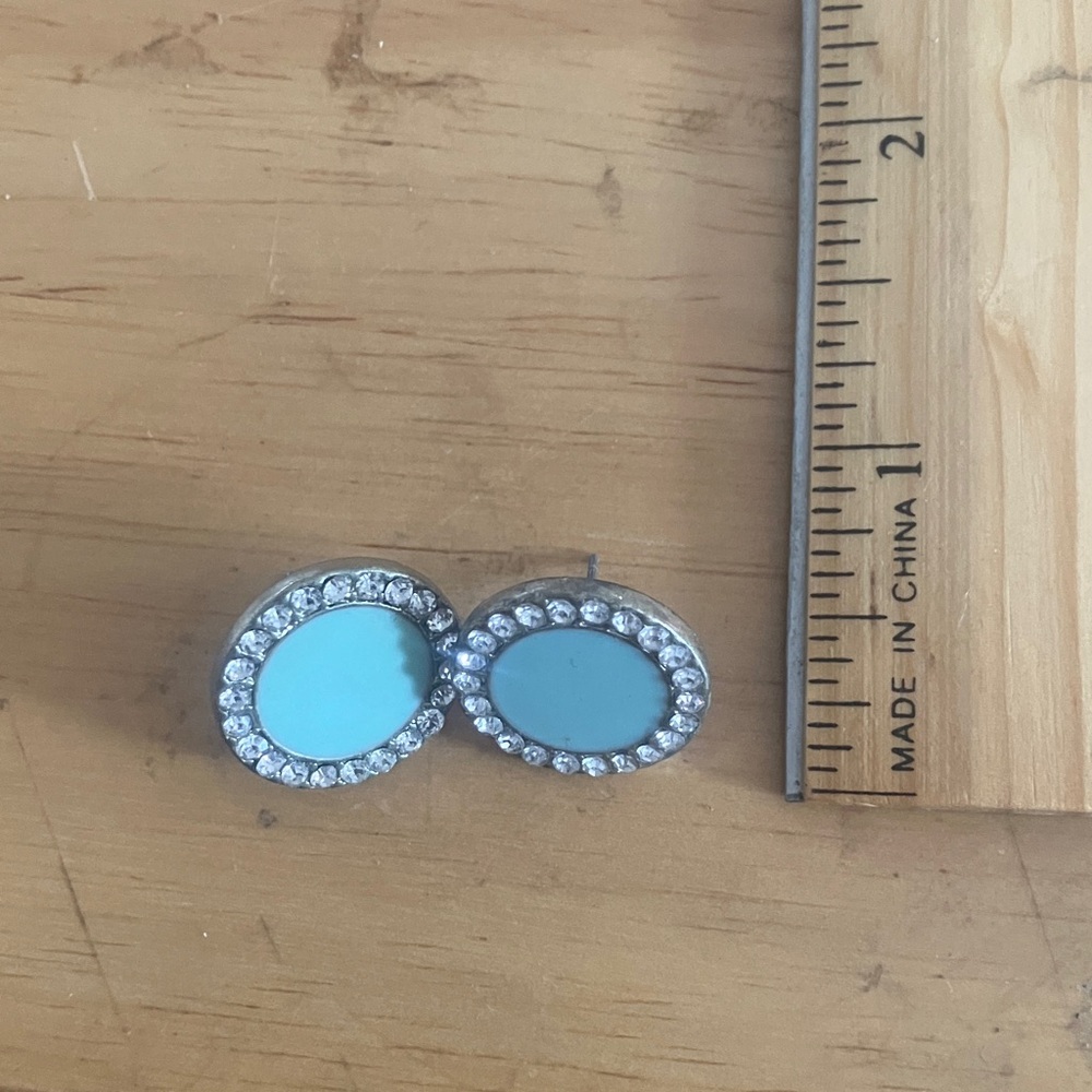 Elegant Silver and Blue Stud Earrings